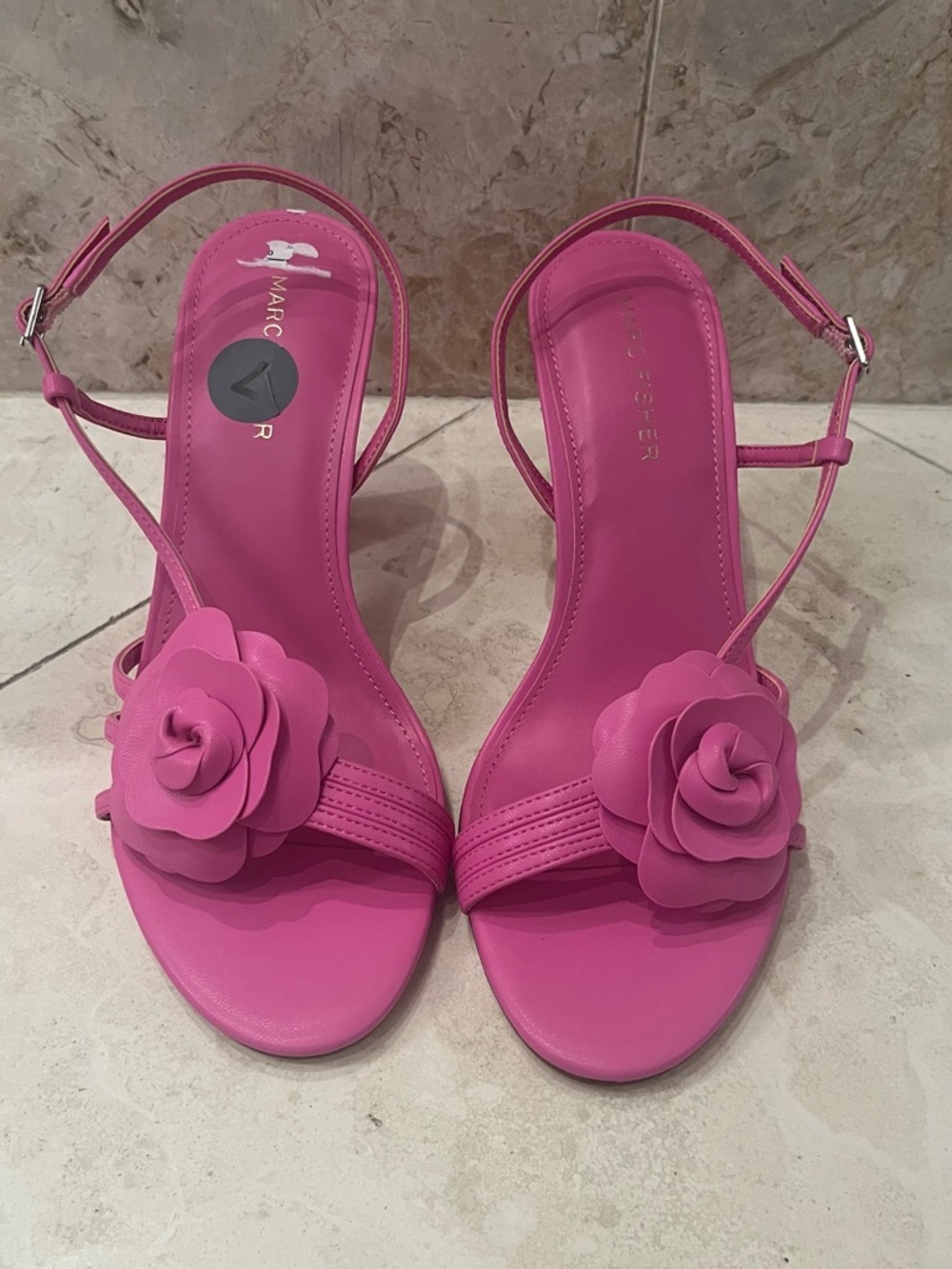 Marc Fisher Hot Pink Floral Ankle-Strap Sandals